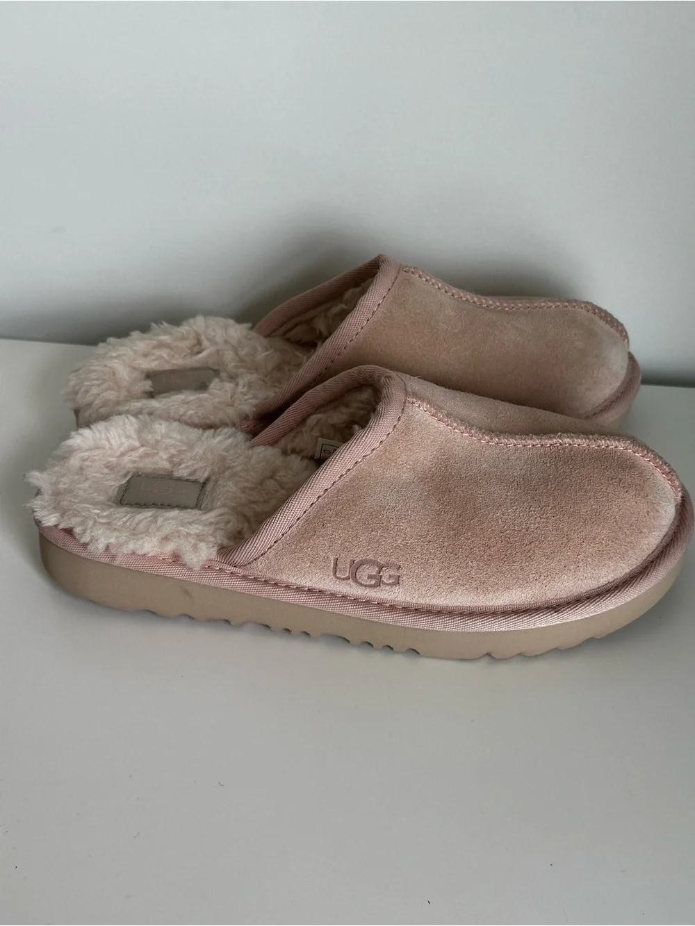 UGG Kids Blush Pink Suede Slide Slippers